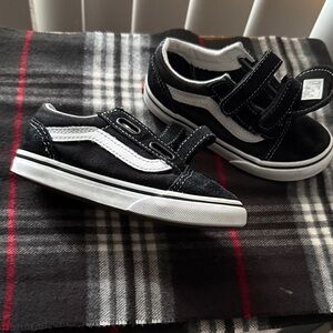 Vans Kids Black and White Velcro Sneakers